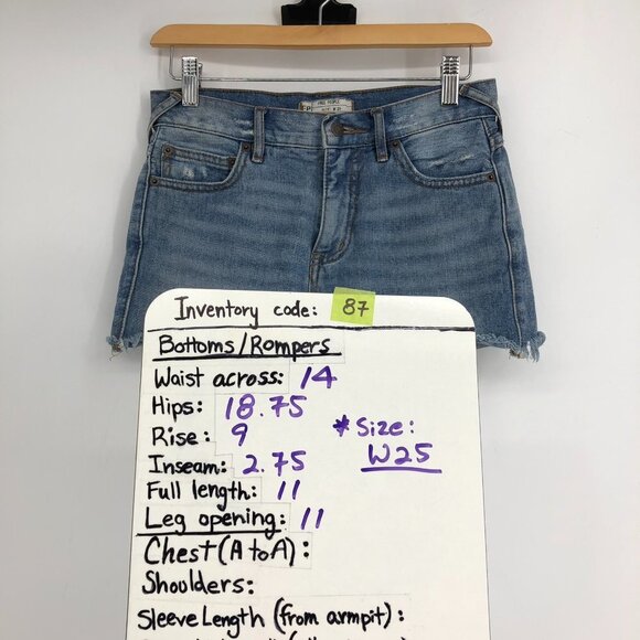 Free People low rise distressed flared a-line cut denim short shorts size 25 - Picture 15 of 16